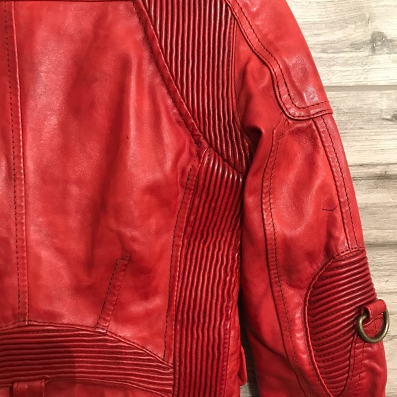 DSquared2 Red Leather Biker Jacket Size 40 / XS - Picture 6 of 8